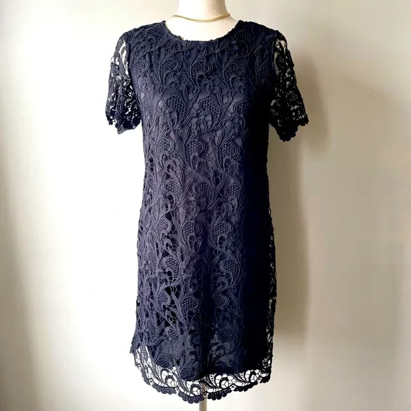 She + Sky | Crochet Lace Shift Dress | Black | Large (Runs Small) - Picture 1 of 4